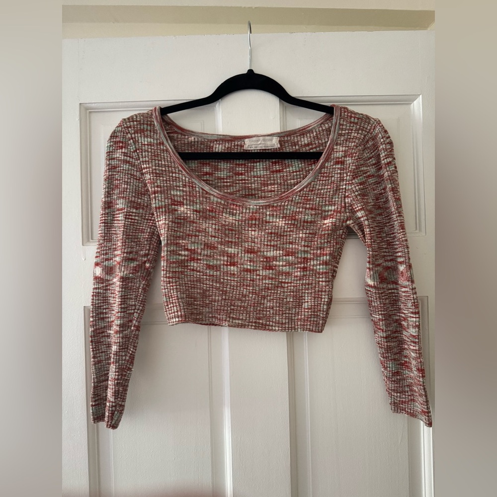 Urban Outfitters Cropped Knit Top Women Large Long Sleeve Knit Stretch Y2K 90's